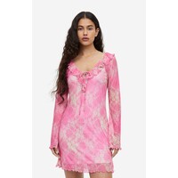 H&M Siateczkowa sukienka z falbaną - 1169611002 Różowy/Wzór