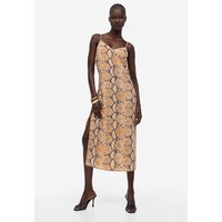 H&M Krepowana sukienka na ramiączkach - 1174789002 Beżowy/Wzór wężowej skóry