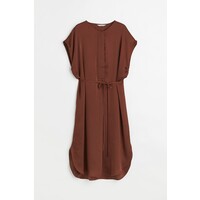 H&M Sukienka z wiązanym paskiem - Okrągły dekolt - Bez rękawów - 1070844001 Brązowy