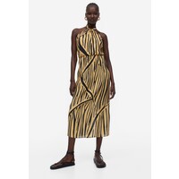 H&M Drapowana sukienka z mocowaniem na karku - 1175053002 Beżowy/Tygrysie paski
