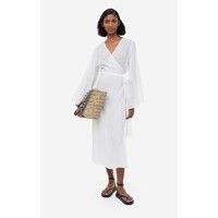 H&M Długa sukienka kopertowa - 1170334001 Biały