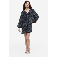 H&M Trapezowa sukienka ze sznurowaniem - 1181474001 Czarny/Kwiaty