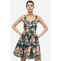 H&M Bawełniana sukienka z wiązanym detalem - 1164669003 Czarny/Kwiaty