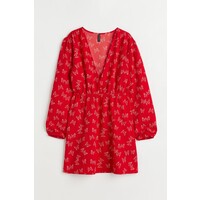 H&M Sukienka z krepy - 1088749002 Czerwony/Motyle