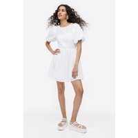 H&M Sukienka z bufiastym rękawem - 1172126002 Biały