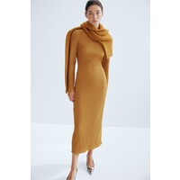 H&M Dżersejowa sukienka o strukturalnej powierzchni - 1201625001 Musztardowożółty