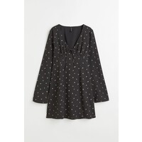 H&M Wzorzysta sukienka z wiązaniem - 1078565007 Black/Small flowers