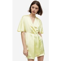 H&M Satynowa sukienka kopertowa - 1165281001 Jasnożółty