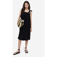 H&M Bawełniana sukienka na wiązanych ramiączkach - 1173401001 Czarny