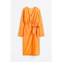 H&M Kopertowa sukienka z węzłem - 1148535004 Pomarańczowy