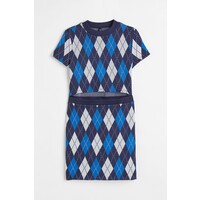 H&M H&M+ Dzianinowa sukienka - 1061640001 Ciemnoniebieski/Romby