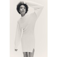 H&M Dzianinowa sukienka z półgolfem - 1189046002 Biały