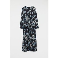 H&M Sukienka z ozdobnym węzłem - 1006800001 Czarny/Kwiaty