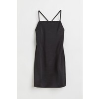 H&M Satynowa sukienka na ramiączkach - 1074745004 Czarny