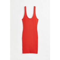 H&M Sukienka bodycon z dzianiny w prążki - 1093697003 Jaskrawoczerwony