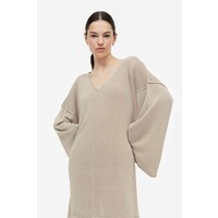 H&M Dzianinowa sukienka oversize z domieszką jedwabiu - 1075386001 Beżowy