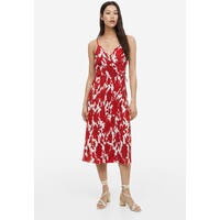H&M Plisowana sukienka kopertowa - 1130118002 Biały/Czerwone kwiaty
