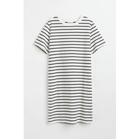 H&M Bawełniana sukienka T-shirtowa - 0841434022 Biały/Niebieskie paski