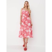 Mohito Różowa sukienka midi w kwiaty 9992W-43P