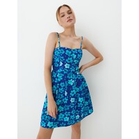 Mohito Niebieska sukienka mini w kwiaty 0824R-56P