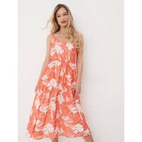 Mohito Pomarańczowa sukienka midi w kwiaty 9992W-22P
