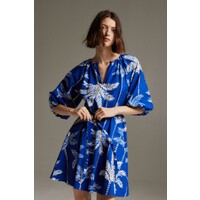 H&M Sukienka z wiązanym paskiem - 1156756006 Jaskrawoniebieski/Palmy