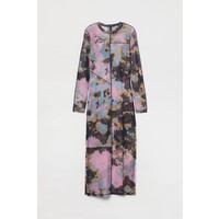 H&M Sukienka z siateczki we wzór tie-dye - Okrągły dekolt - Długi rękaw - 1047274001 Różowy/Troskliwe misie
