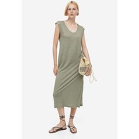 H&M Dżersejowa sukienka z lnu - 1128782001 Jasna zieleń khaki