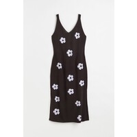 H&M H&M+ Dzianinowa sukienka - 1052163005 Czarny/Kwiaty