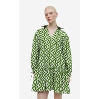 H&M Popelinowa sukienka z kołnierzykiem - 1191116002 Zielony/Wzór