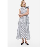 H&M Bawełniana sukienka z kokardą - 1196776001 Biały/Czarne paski