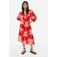 H&M Sukienka z baloniastym rękawem - 1167299001 Czerwony/Palmy