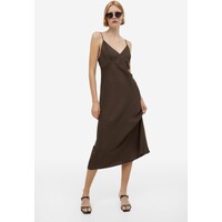 H&M Satynowa sukienka na ramiączkach - 1169530001 Ciemnobrązowy