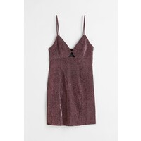 H&M Sukienka mini z wycięciem - 1081902004 Ciemnoczerwony/Brokat