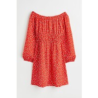 H&M Sukienka z odkrytymi ramionami - 1079832001 Pomarańczowy/Drobne kwiaty