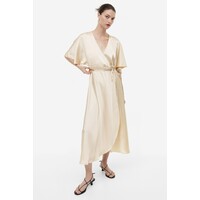 H&M Satynowa sukienka kopertowa - 1159123003 Jasnobeżowy