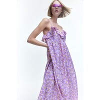 H&M Sukienka z dekoltem w serek - 1167768004 Jasnofioletowy/Kwiaty