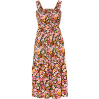 Bonprix Sukienka midi z nadrukiem różowo-zielony w kwiaty