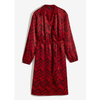 Bonprix Sukienka satynowa głęboki czerwony - czarny w graficzny wzór