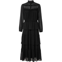 Bonprix Długa sukienka szyfonowa z falbanami czarny