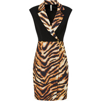 Bonprix Sukienka czarno-brązowy w tygrysie cętki