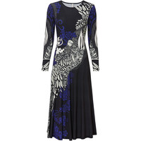 Bonprix Sukienka midi z dżerseju czarny + ciemnoniebieski