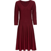 Bonprix Sukienka dzianinowa w paski czerwony rubinowy - czarny