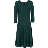 Bonprix Sukienka dzianinowa w paski głęboki zielony - czarny