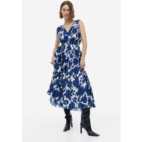 H&M Plisowana sukienka trapezowa - 1146415001 Kremowy/Niebieskie kwiaty