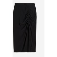 H&M Spódnica z długim rozcięciem - Wysoka talia - Midi - 1157325001 Czarny