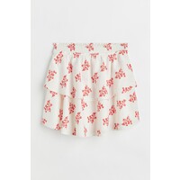 H&M Falbaniasta spódnica z domieszką lnu - 1067037006 White/Red floral