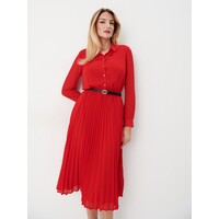 Mohito Czerwona sukienka midi z plisowanym dołem 0290X-33X