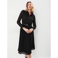 Mohito Czarna sukienka midi z plisowanym dołem 0290X-99X