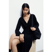 H&M Kopertowa sukienka z dżerseju - 1203622001 Czarny